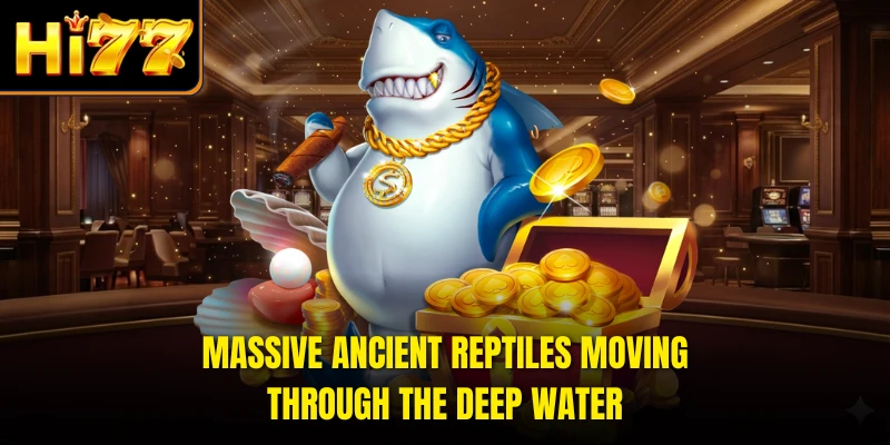 Massive ancient reptiles moving through the deep water